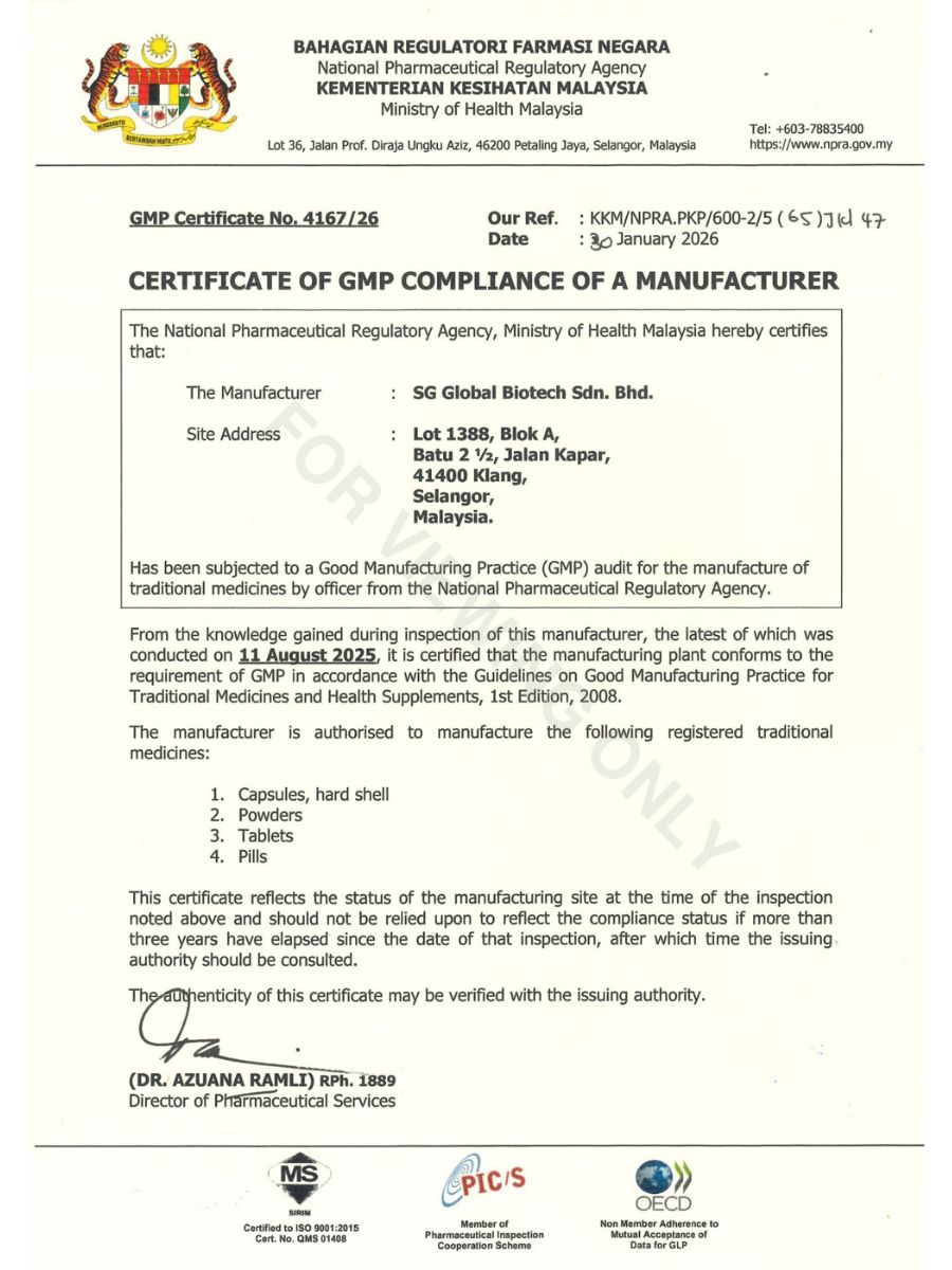 GMP compliance certificate
