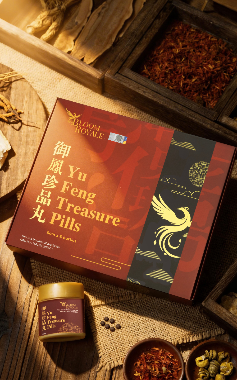 Bloom Royale Yu Feng Treasure Pills lifestyle photograph